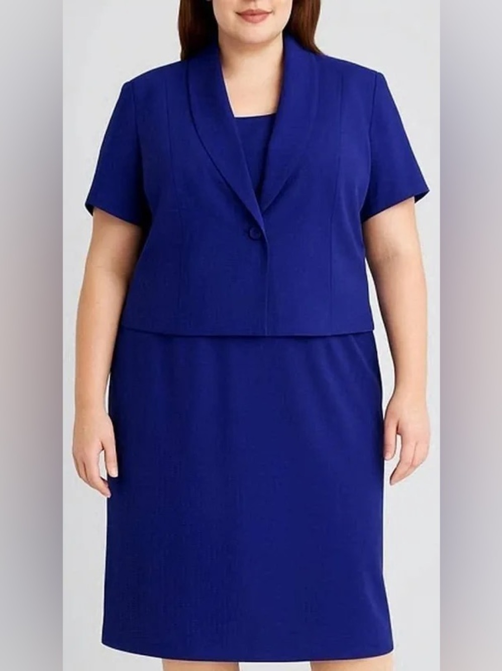 Kasper: Plus-Size 18,  Royal Blue Short Sleeve Skirt Suit